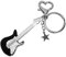 YOCDNOV 1 Stück Gitarren-Pentagramm-Stern-Schlüsselanhänger – für coole, trendige Mode-Anhänger, Schlüsselanhänger, Vintage-Kosmetik-Accessoires, Geschenk, für E-Gitarre, E-Gitarre-Schlüsselanhänger