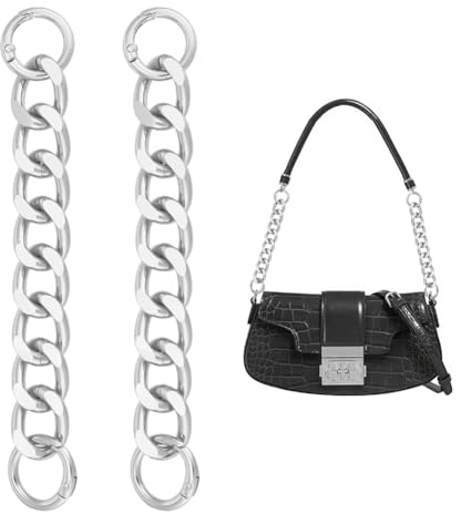 UNICRAFTALE 2 Stück 16 cm Kurzer Geldbörsengurt Verlängerungstaschenkette Metal Taschenverlängerungskette Mit Federtorringen Silbernes Taschen Ersatzzubehör Für Schulter Clutch Handtaschenzubehör