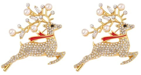SOIMISS 2 Stk Brosche mit weihnachtlichem Hirsch Weihnachtsbrosche Zubehör für Partykleidung weihnachtsmotiv weihnachtsverkleidung Weihnachtsstifte matte Modische Legierung