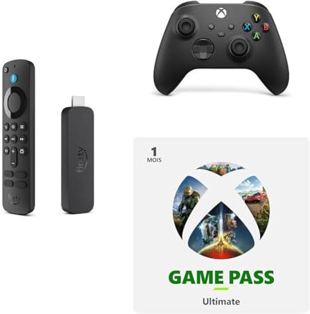 Xbox Manette sans Fil - Carbon Black + 1 Mois Game Pass Ultimate + Amazon Fire TV Stick 4K