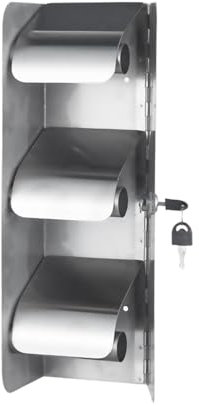 SiaBiced Dreifacher Toilettenpapierhalter, Toilettenpapierspender, Edelstahl, Dekor-Organizer, abschließbar, für 3 Rollen, Toilettenpapierhalter, Silber