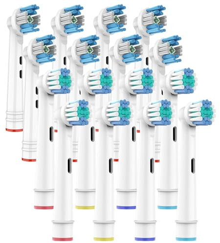 16 Stück Aufsteckbürsten Kompatibel mit Oral B - Professional Clean & 3D Clean Elektrische Zahnbürste Bürstenköpfe Kompatibel mit Oral B Clean/Pro 500/1000/1500/3000/3757/5000/7000/7500/8000