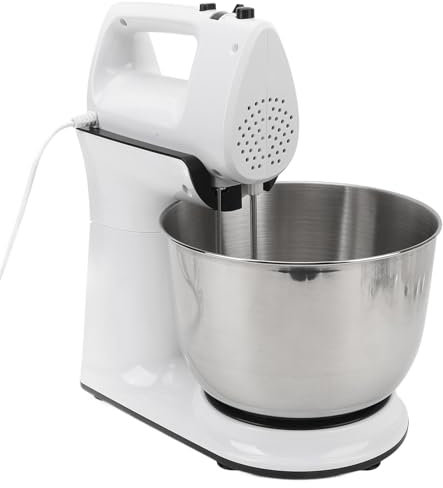 Batteur sur Socle, Batteur sur Socle électrique 5 Vitesses 4L Bol en Acier Inoxydable Mélangeur de Cuisine avec Crochet Pétrisseur Er S Bouton d'éjection et Prise Ue Mélangeur