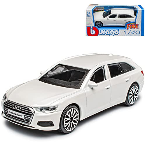 alles-meine.de GmbH A*U*D*I A6 C8 Avant Kombi Weiss Modell Ab 2018 1/43 Burago Modell Auto mit individiuellem Wunschkennzeichen