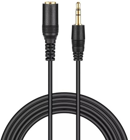 TECHZOCO Cable Audio alargador Extensor, Cable Audio estéreo Jack 3.5 mm Hembra a Jack 3.5 mm Macho, Cable alargador Audio estéreo, para Altavoces, Auriculares, Móvil, Tablet, MP3, Negro, 5 Metros