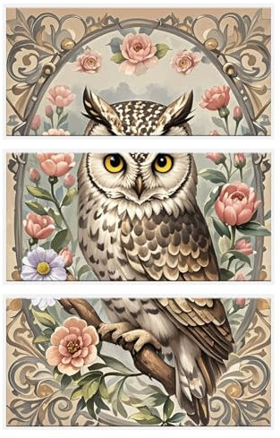 HICOHAND Reiben Sie auf Transfers zum Basteln, 3 Bögen Vintage-Eule, 15 x 30 cm, Reiben Sie auf Transfers für Möbel und Handwerk für Holz, Farbic, Glas, DIY, Heimbüro, Dekoration