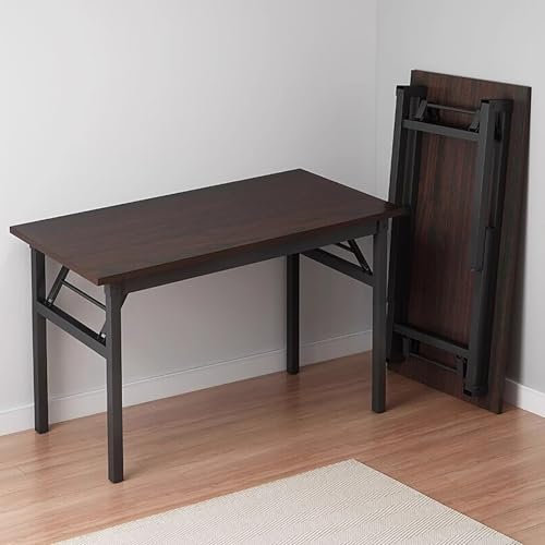 KISDFOND Foldable Table, Küchentisch Ausziehbar, Schreibtisch Klappbar, Moderner Rechteckiger Esstisch mit Beinen aus Edelstahl, kein Zusammenbau Erforderlich, Leicht zu Reinigen(Black,100 * 50cm)