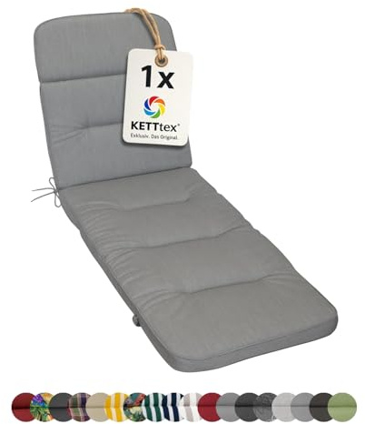 KETTtex EXKLUSIV Auflage Rollliege Agora hellgrau I Gartenliege Polster 200x65x9cm I hochwertige & Pflegeleichte Liegenauflage I Wetter- & formbeständige Liegen-Auflage I KTH3 Liegestuhlauflage