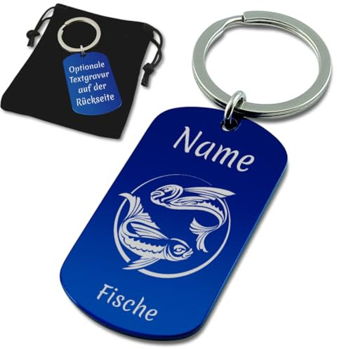 SanJuve Schlüsselanhänger Sternzeichen mit Gravur personalisiert (Fische)