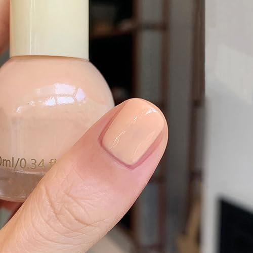 Nude Pink Nail Polish, 10ml Pink Nail Varnish, Long-lasting Quick Dry Nail Polish, Breathable Glossy Nail Art Varnish No Need Baking for Women Home DIY Nail Art Gift (Nude Pink)