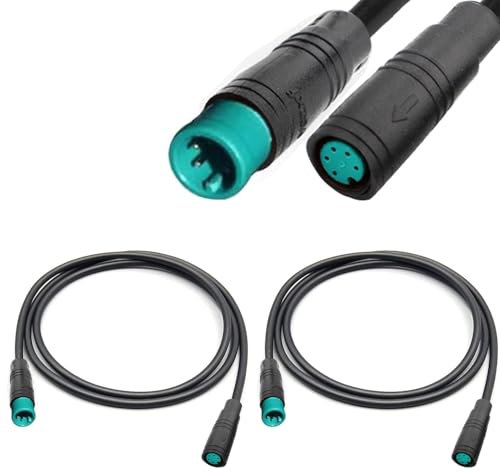 VISSQH 2 PCS Ebike 5 Pin Waterproof Extension Cable Connector e-bikes male and female Plug Wire,5 pin cable connector,for electric bike light,Throttle,Ebrake-50 cm