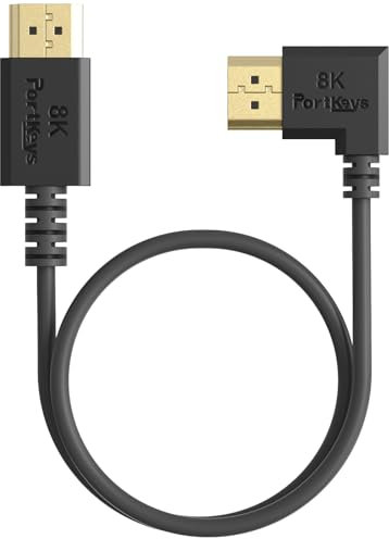 Portkeys 8K Cable HDMI Núcleo de Cobre de 3,6 mm, 48Gbps HDMI 2.1 Full PIN, 8K@60Hz 4K@240Hz, HDMI A a A Corto, para PS5, Apple TV, Proyector, Sony A7SIII, Canon C300 (Cable 30cm)