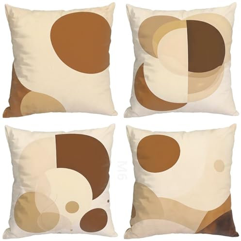 Fodere per Cuscini Cuscini Quadrati in Lino für Divano con Cerniera Invisibile Cuscini Decorativi Simplicity, Leinen, 50 x 50 cm, 4 Stück