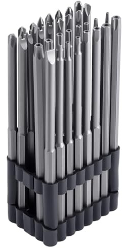 LEONTOOL 32-Piece Extra Long Security Bit Set, 6 Long Torx Bit Set 40CR-V | 1/4 Hex Shank Magnetic Screwdriver Bits for Electric Impact Drills, for Tamper-Proof Torx Pozidriv Spanner Tri-Wing Screws