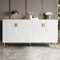Merax White Sideboard Modern Storage Cabinet 152 x 40 x 75 cm with Wave Design,Golden Handles & Feet, Multifunctional 4-Compartment Storage, Anti-Tip Device, for Dining Room & Living Room