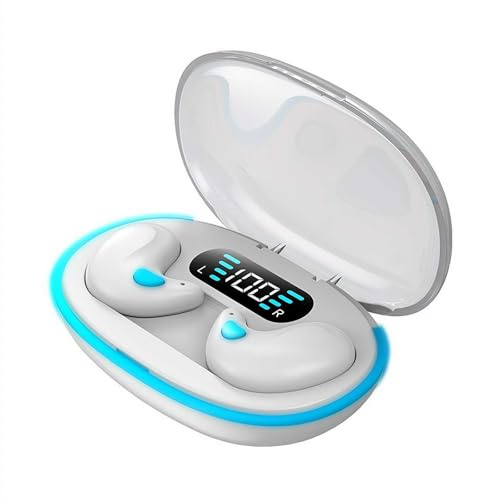 Invisible Sleep Earphone IPX5 Waterproof 5.3 Earbuds Stereo D7X4 Headset 2025 New Mini Headphones Bluetooth X5 vibrate Multifunctional Trellis, Trellis Earphones, Computer Silicone Noise (White)