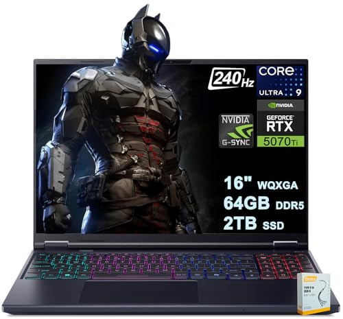 acer Predator Helios Neo 16S AI Ordinateur portable de jeu | 16 2560 x 1600 OLED 240 Hz 100 % DCI-P3 | Intel 24-core Ultra 9 275HX | 64 Go DDR5 2 To SSD | GeForce RTX 5070 Ti jusqu'à 992 AI Tops |