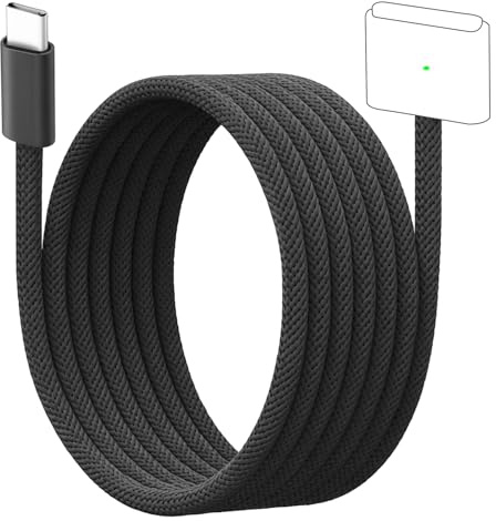 USB C to Magnetic 3 Cable 2M 140W PD Fast Charging for Apple MacBook Pro | M1 2021/M2 2023 (14”/16”) 2025 MacBook Air M4 (13”/15”) M2 M3/M3 Pro/M3 Max 2024 Type C Charger Cord Secure Fit Black