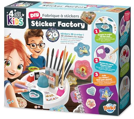Fabbrica di Adesivi 3D per Bambini – Crea 20 Adesivi Personalizzati con Paillette, Micro-Perle, Strass e Occhi Adesivi – Kit Creativo Fai da Te – attività Manuale Ragazza Ragazzo dai 6 Anni – FK011