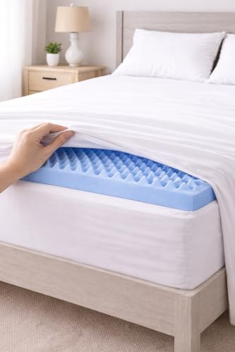 Double Mattress Egg Crate Foam Topper – Firm 2 Blue Foam – Ergonomic Support for Back, Hips & Shoulders – Fits Easily Under Fitted Sheets
