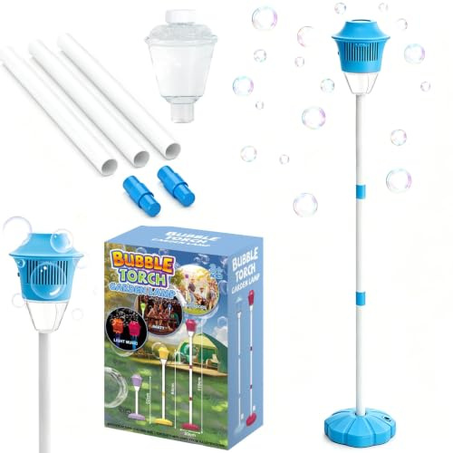 Automatische Seifenblasenmaschine,Outdoor Bubble Machine Stand,Bubble Maschine mit LED Licht & Musik,Höhenverstellbar,Machine-Fackel Gartenlampe Spielzeug für Party Hochzeit