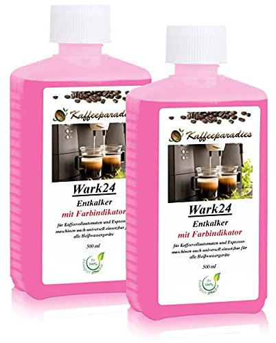Wark24 Universal Entkalker 2 x 500 ml, mit Farbindikator, 100% biologisch abbaubar und umweltfreundlich, für Kaffeevollautomaten, Bügeleisen & Wasserkocher
