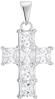 Amor Motivanhänger 925 Sterling Silber Damen Anhänger, mit Zirkonia synth, 2,6 cm, Silber, Kreuz, Kommt in Schmuck Geschenk Box, 9175192