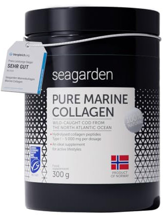 Seagarden Marine Collagen Pulver - Reines Typ 1 Kollagen aus wildem Kabeljau-Proteinpeptide für Haut, Haare, Muskeln & Knochen - 300 g (60 Portionen)