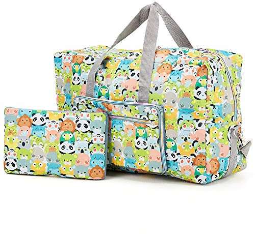 Arxus Grande Borsone Pieghevole da Borsone da Trasporto con Borsa da Viaggio e Tracolla (Impronta Animale)