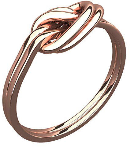 GWG Jewellery Anello Placcato in Oro Rosa 18K Nodo d'Amore Celtico Doppio - 9 in Confezione Regalo per Donne
