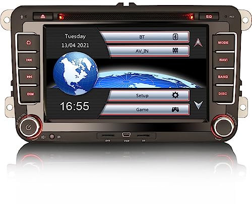 Erisin 7 Inch Car Stereo for VW SEAT SKODA Amarok Golf MK5 Polo Head Unit with Bluetooth Sat Nav GPS Navigation USB SD DVD Car Player Support Steering Wheel Control