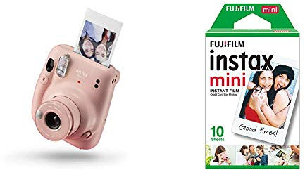 instax mini 11 Camera, Blush Pink + Mini Film, 10 Shot Pack