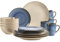 MÄSER 931872 Serie Ossia, Geschirr-Set für 4 Personen im mediterranen Vintage-Look, 16-teiliges Kombiservice in Blau und Sand-Grau, Keramik, Sandgrau/Hellblau