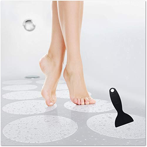 cocofy Grands Stickers Salle de Bain Antidérapants Douche Baignoire 15 cm XXL, Sticker pour Sol Transparent, Rond, Autocollant Antidérapant comme Tapis de Douche, Aussi pour Enfants, Lot de 10