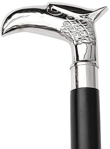 Ajuny Holz Gehstock für Herren Damen und Senioren mit Nickel Metallgriff Antik Handgefertigt 91,4 cm Silber Adler Design Accessoire Täglicher Gebrauch Geschenk für Erwachsene