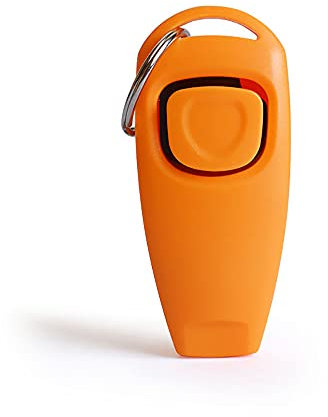 Hundeklicker, Trainings-Clicker, Hundepfeife, Clicker, 2-in-1-Trainingswerkzeug, Orange, 1 Stück
