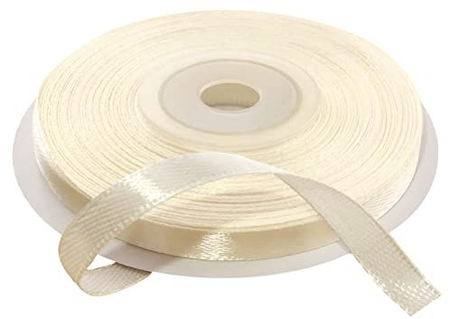 AERZETIX - C55597 - Rolle satinband 6mmx25m - farbe creme - verpackungsband für geschenke für dekoration zeremonie hochzeit geburtstag party - aus polyester