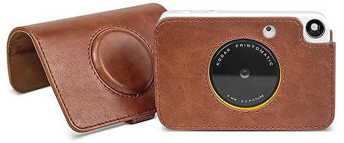 Rieibi Printomatic Retro Case, PU Leather Protective Case for Kodak Printomatic Digital Instant Print Camera with Hand Wrist Strap (Camera not Included)