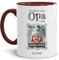 Tasse mit Spruch - Der schönste Grund Opa zu sein - Personalisierbare Keramiktasse mit Namen und Foto - Geschenk Opa - Innen & Henkel Weinrot, 300 ml