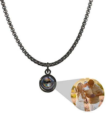 ARTLF Personalisierte Foto Halskette mit Projektion Anhänger im Stein - Kundenspezifische Schmuckgeschenke für Männer - Tennis Kette Venezianerkette mit Anhänger