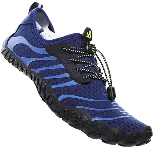Barefoot Water Shoes Mens Womens Aqua Sea Swim Beach Shoes Mens Surf Quick Dry Ladies Lightweight Sport Wet Pool Diving Unisex Blue