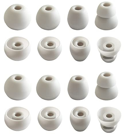 Almohadillas de silicona para Powerbeats Pro, Powerbeats 3, 2 y 4 almohadillas de repuesto Powerbeats de goma de doble brida para Powerbeats by Dr Dre 8 pares gris blanco