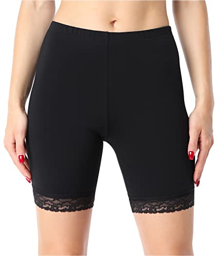 Bellivalini Damen Kurze Leggings aus Bio-Baumwolle mit Spitze für Tunika BLV50-225