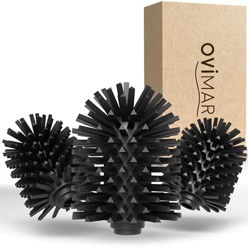 ovimar Ersatzbürstenkopf Vejro für Klobürste | praktisches 3er-Set | schwarz | Silikon Ersatzbürstenkopf | für Toilettenbürste mit wechselbarem Bürstenkopf
