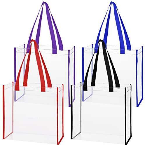 YAXIDAEVER 4 Stück Transparent PVC Handtasche Organizer,Transparent Umhängetasche Tragetasche,Transparent Tragetasche für Urlaub Reisen Badezimmer