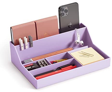 Miquelrius - Bandeja organizadora de sobremesa, Organizador de escritorio con gran capacidad, Tamaño 250 x 175 x 72 mm, Diseño compacto y resistente, Ideal para oficina y documentos, Color malva