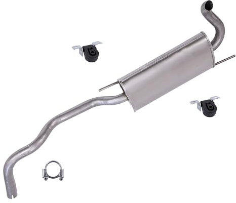 BESTPRICE Auspuff Schalldämpfer Set 1x Endschalldämpfer, mit Montagematerial Kompatibel mit VW POLO (6N2), POLO III (6N1)