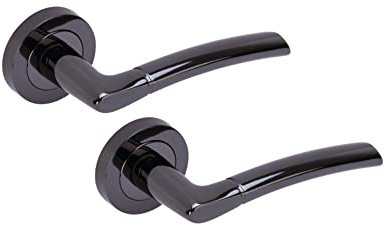 Hunta HANDLEZONE® Neemo Lever On Round Rose Door Handles, Internal Passage Latch Handles, 1 Set - Black Nickel