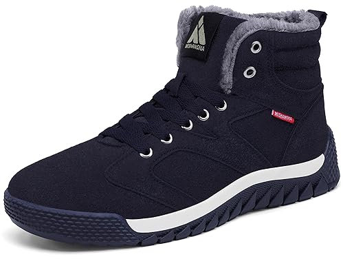 Mishansha Uomo Scarpe da Neve Antiscivolo Stivali da Invernali per Uomini Fodera Calda Scarpe invernali Comodo Stivali da Trekking, Blue 38