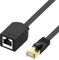 J&D Cat7 Ethernet Extender Cable (1-Pack), 10Gbps Shielded Flat RJ45 Network Cord Cat7 Ethernet Cable Extension Cord Internet Cable, 2.7 Meter, Black